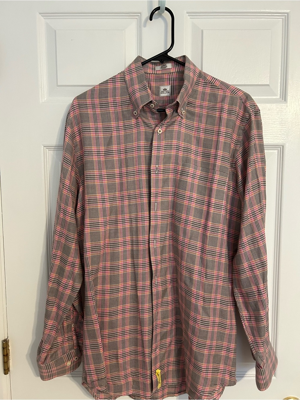 Peter Millar Pink and Gray Plaid Button-Down Shirt